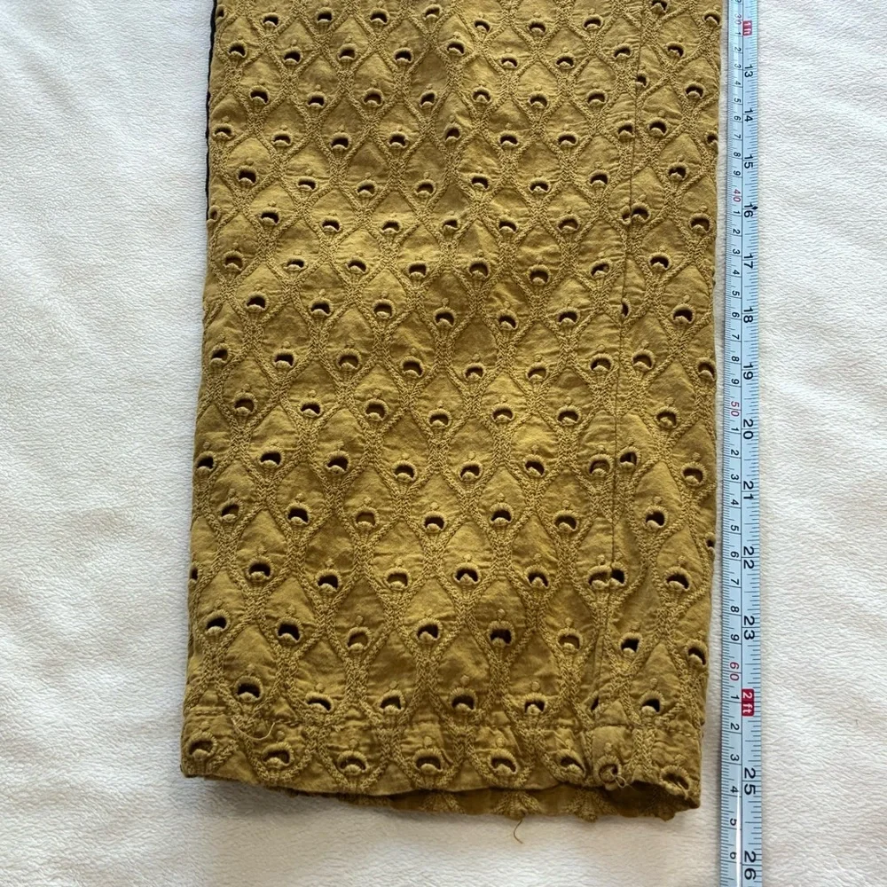 Anthropologie Eyelet Jogger Mustard Boho Cropped Drawstring Waist Medium - Picture 8 of 12